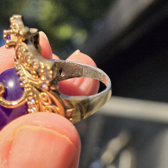 Sugilite Topaz & Amethyst Sterling & Gold Ring Sz6.75 - Picture 9 of 10